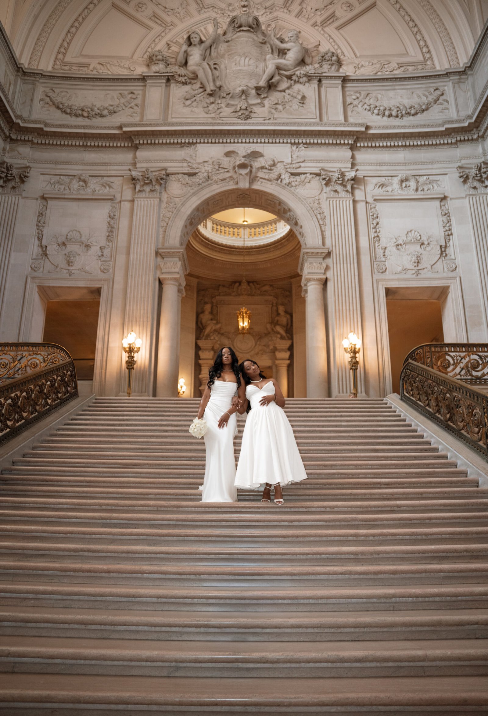 Janiera and Wanda at San Francisco City Hall on their wedding day